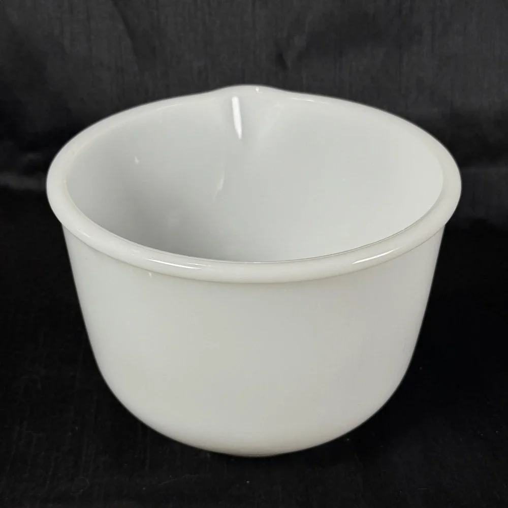 Vintage Glasbake Sunbeam Mixing Bowl White Milk Glass w Pour Spout Made in USA